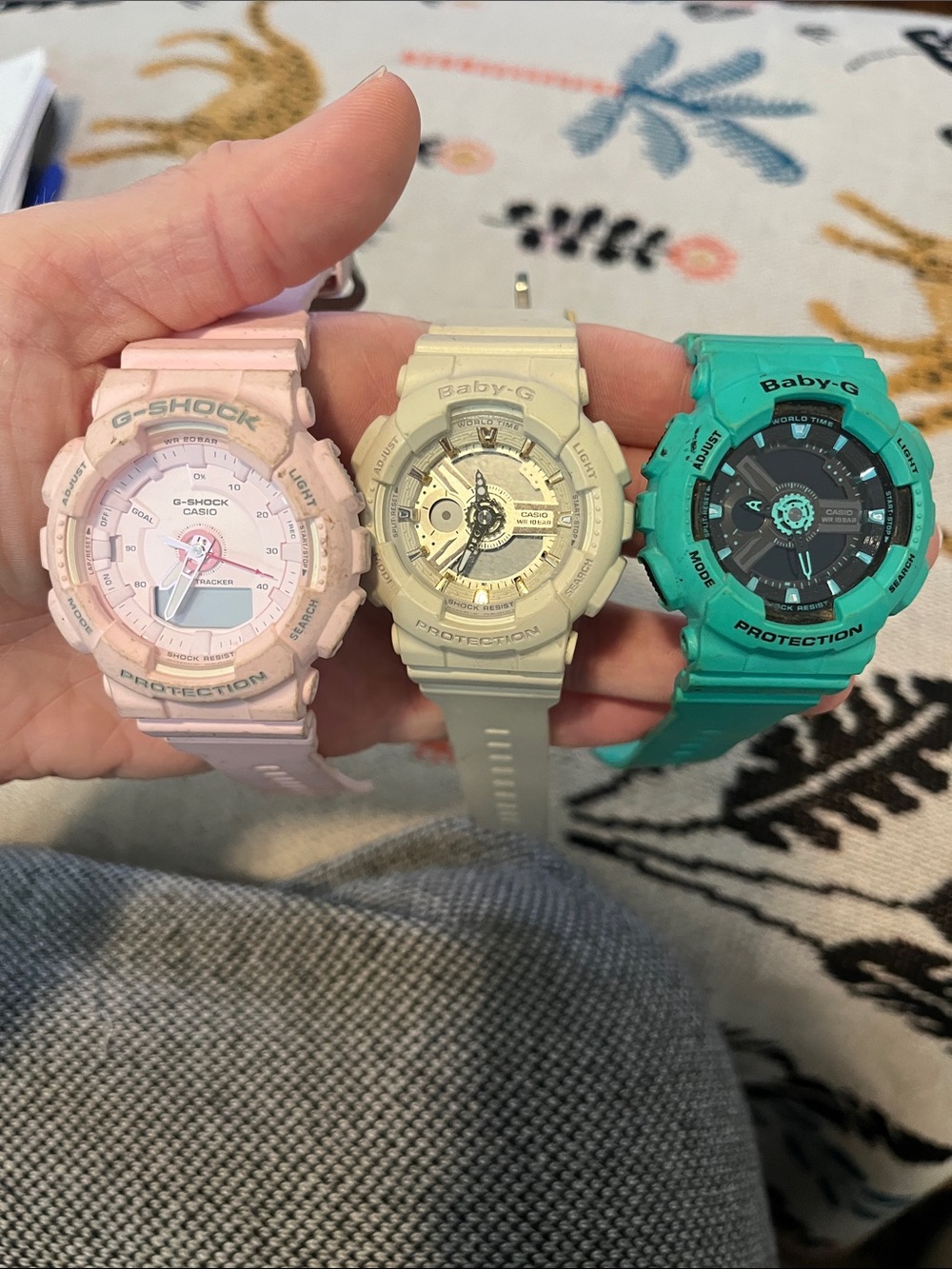 Casio Trio: Pink, Cream & Teal Resin Sport Watches